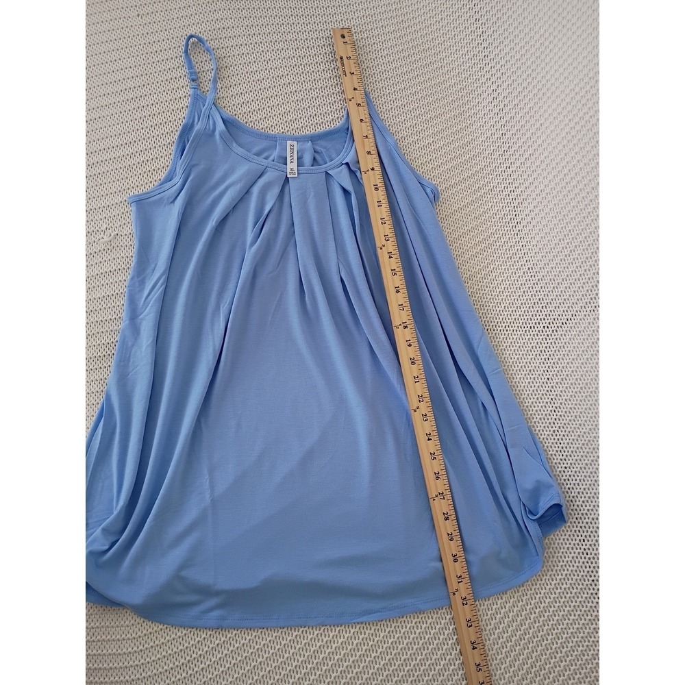 NWT Zenana Periwinkle Blue Pleated Flowy Cami Tank M Boho Lightweight Relax Fit - Picture 7 of 9